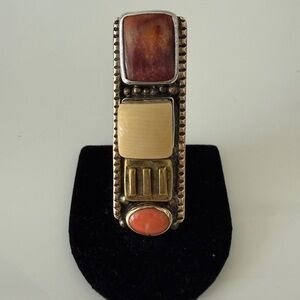 MELANIE DeLUCA  Sterling Silver Stones Ring Size 8.5